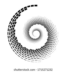 Design spiral dots backdrop. Abstract monochrome background. Vector-art illustration. No gradient