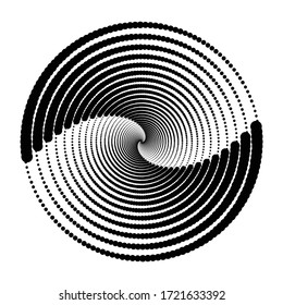 Design spiral dots backdrop. Abstract monochrome background. Vector-art illustration. No gradient