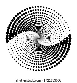 Design spiral dots backdrop. Abstract monochrome background. Vector-art illustration. No gradient