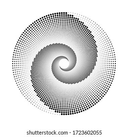 Design spiral dots backdrop. Abstract monochrome background. Vector-art illustration. No gradient