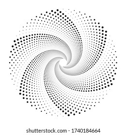 Design spiral dots backdrop. Abstract monochrome background. Vector-art illustration. No gradient
