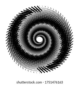 Design spiral dots backdrop. Abstract monochrome background. Vector-art illustration. No gradient