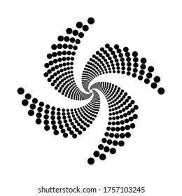 Design der Spiralpunkthintergrund. Abstrakter einfarbiger Hintergrund. Vektorgrafik. Kein Farbverlauf