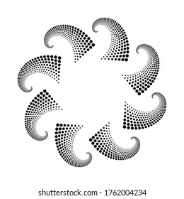 Design spiral dots backdrop. Abstract monochrome background. Vector-art illustration. No gradient