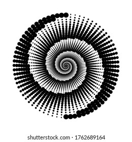 Design spiral dots backdrop. Abstract monochrome background. Vector-art illustration. No gradient