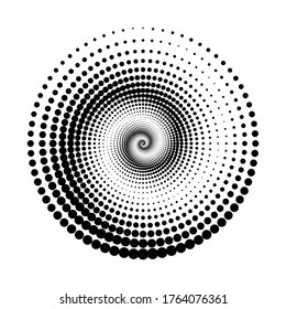 Design spiral dots backdrop. Abstract monochrome background. Vector-art illustration. No gradient