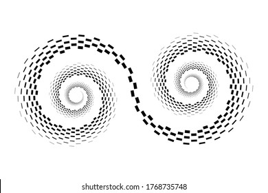 Design spiral dots backdrop. Abstract monochrome background. Vector-art illustration. No gradient