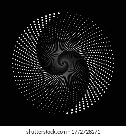 Design spiral dots backdrop. Abstract monochrome background. Vector-art illustration. No gradient