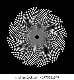 Design spiral dots backdrop. Abstract monochrome background. Vector-art illustration. No gradient