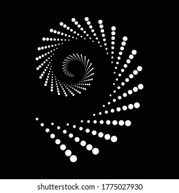 Design spiral dots backdrop. Abstract monochrome background. Vector-art illustration. No gradient