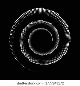 Design spiral dots backdrop. Abstract monochrome background. Vector-art illustration. No gradient