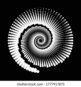 Design spiral dots backdrop. Abstract monochrome background. Vector-art illustration. No gradient