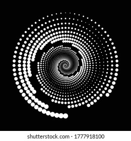 Design spiral dots backdrop. Abstract monochrome background. Vector-art illustration. No gradient