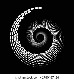 Design der Spiralpunkthintergrund. Abstrakter einfarbiger Hintergrund. Vektorgrafik. Kein Farbverlauf