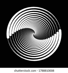 Design spiral dots backdrop. Abstract monochrome background. Vector-art illustration. No gradient