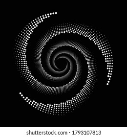 Design spiral dots backdrop. Abstract monochrome background. Vector-art illustration. No gradient