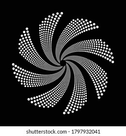 Design spiral dots backdrop. Abstract monochrome background. Vector-art illustration. No gradient