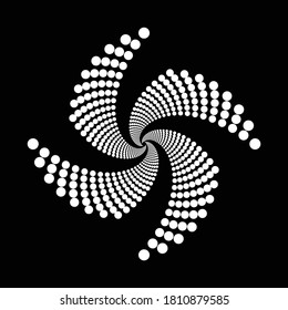 Design spiral dots backdrop. Abstract monochrome background. Vector-art illustration. No gradient