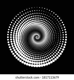 Design der Spiralpunkthintergrund. Abstrakter einfarbiger Hintergrund. Vektorgrafik. Kein Farbverlauf