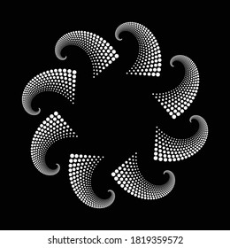 Design der Spiralpunkthintergrund. Abstrakter einfarbiger Hintergrund. Vektorgrafik. Kein Farbverlauf
