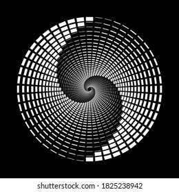 Design spiral dots backdrop. Abstract monochrome background. Vector-art illustration. No gradient