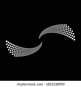 Design spiral dots backdrop. Abstract monochrome background. Vector-art illustration. No gradient