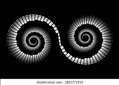 Design der Spiralpunkthintergrund. Abstrakter einfarbiger Hintergrund. Vektorgrafik. Kein Farbverlauf
