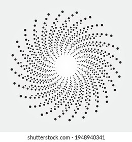 El fondo de los puntos de espiral de diseño. Resumen de fondo monocromo. Ilustración de arte vectorial. Sin gradiente. Antecedentes espirales de semitono de círculo abstracto. Fondo de círculo concéntrico con puntos.