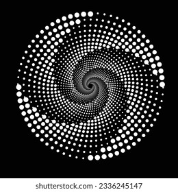 Design spiral dots backdrop. Abstract monochrome background.