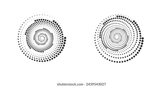 Design spiral dots backdrop. Abstract monochrome background. Vector-art illustration.