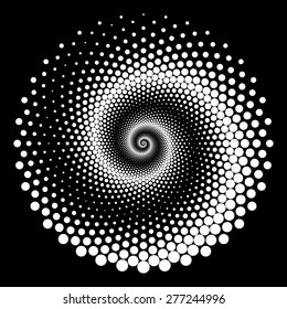 Design spiral dots backdrop  Abstract monochrome background  Vector  art illustration  No gradient