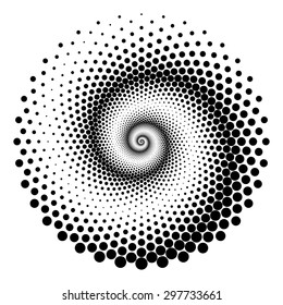 Design spiral dots backdrop  Abstract monochrome background  Vector  art illustration  No gradient