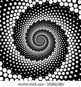 Design spiral dots backdrop. Abstract monochrome background. Vector-art illustration. No gradient