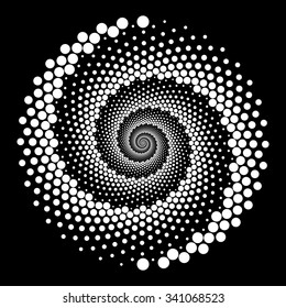 Design spiral dots backdrop. Abstract monochrome background. Vector-art illustration. No gradient
