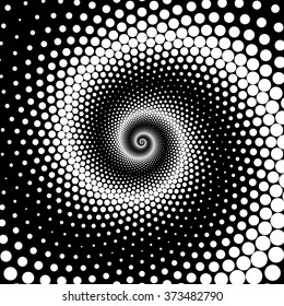 Design spiral dots backdrop. Abstract monochrome background. Vector-art illustration. No gradient