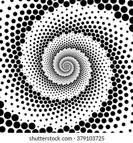 Design spiral dots backdrop. Abstract monochrome background. Vector-art illustration. No gradient