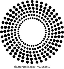 Design spiral dots backdrop. Abstract monochrome background. 