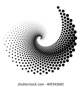 Design spiral dots element  Abstract monochrome backdrop  Vector art  No gradient