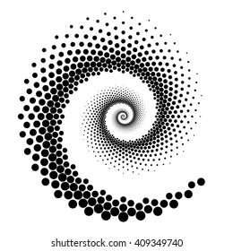 Design spiral dots element. Abstract monochrome backdrop. Vector art. No gradient