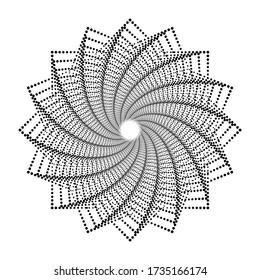 Design spiral dots flower backdrop. Abstract monochrome background. Vector-art illustration. No gradient