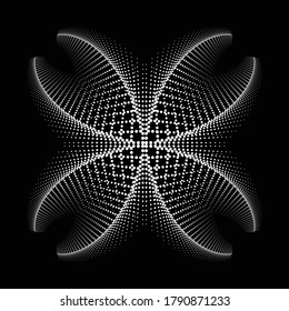 Design spiral dots flower backdrop. Abstract monochrome background. Vector-art illustration. No gradient
