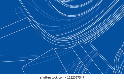 Design spiral elements. Vector rendering of 3d. Wire-frame style. The layers of visible and invisible lines are separated