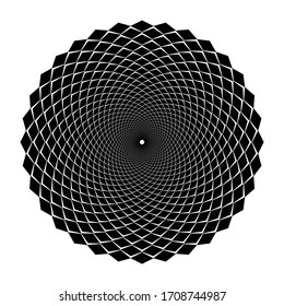 Design spiral illusion backdrop. Abstract monochrome background. Vector-art illustration. No gradient