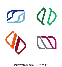 Design spiral, knot logo element. Colorful "A", "D",  "S", "Z" letters icon set. You can use in biotechnology, energy and electricity equipment, computer medical science concept icon. 