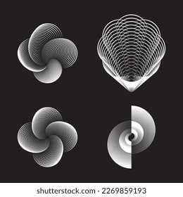 Diseñar un fondo de línea de espiral. Resumen de fondo monocromo. Sin degradado, elemento de diseño de vector de moda para el marco, logotipo redondo, signo, símbolo, web, impresión, afiche, plantilla y patrón