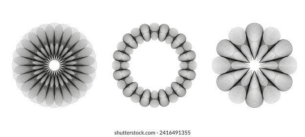 Design spiral line drawing backdrop. Abstract monochrome background. Vector-art illustration. No gradient, Trendy design element for the frame, round logo, sign, symbol, web, prints, and posters