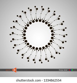 Design of spiral lines and dots. Abstract monochrome round background. Vector illustration without gradient