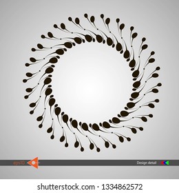 Design of spiral lines and dots. Abstract monochrome round background. Vector illustration without gradient