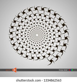 Design of spiral patterns. Abstract monochrome round background. Vector illustration without gradient