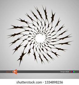 Design spiral patterns of stars. Abstract monochrome round background. Vector illustration without gradient